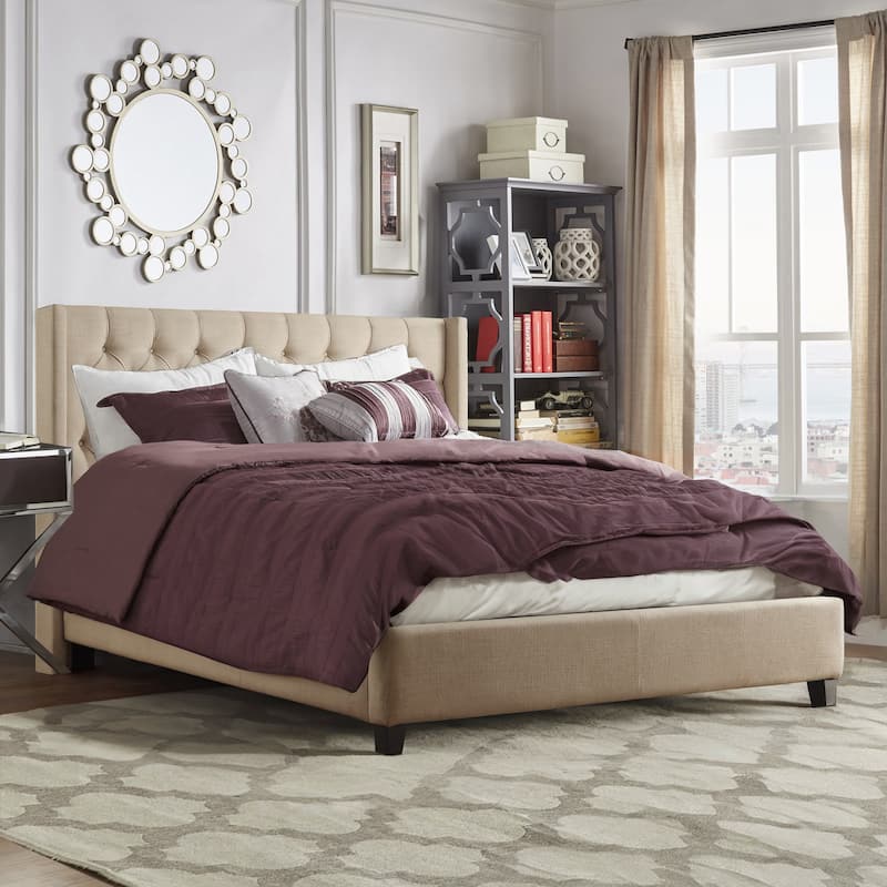 Detmold Wingback Button Tufted Queen Bed