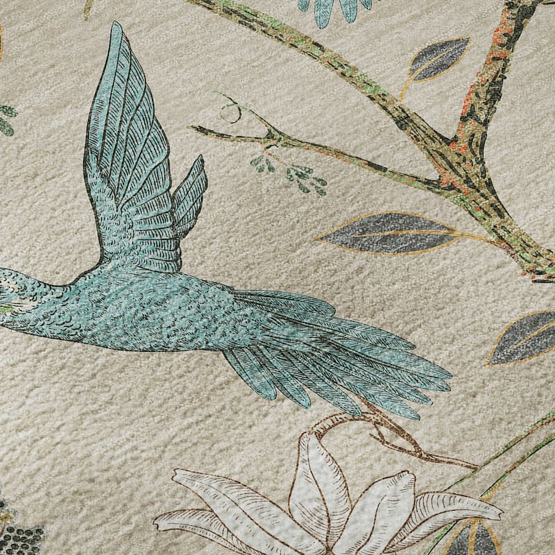 Premium Washable Super Soft Hummingbird Garden Mayfield Rug