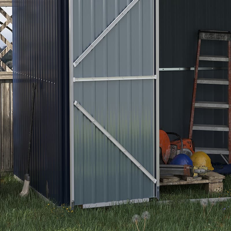 Outsunny 11' x 6' Steel Garden Storage Shed, Outdoor Utility Tool House with Double Lockable Doors for Backyard, Patio, Lawn
