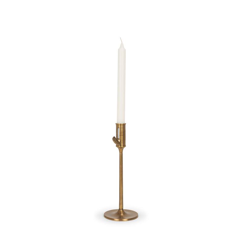 Chantria Large Solid Natural Brass Adjustable Taper Candle Holder - 3.8L x 3.8W x 10.0H