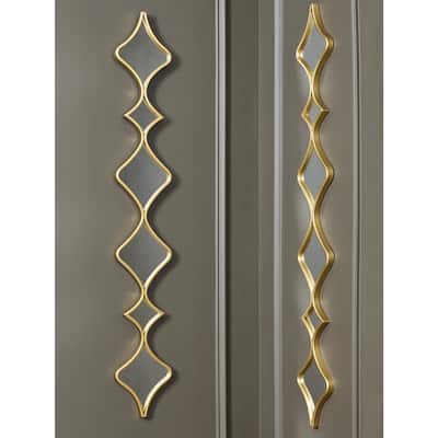 Signature Design by Ashley Harriswood Gold Finish Accent Mirror Set (Set of 2) - 7.44" W x 0.75" D x 50.39" H
