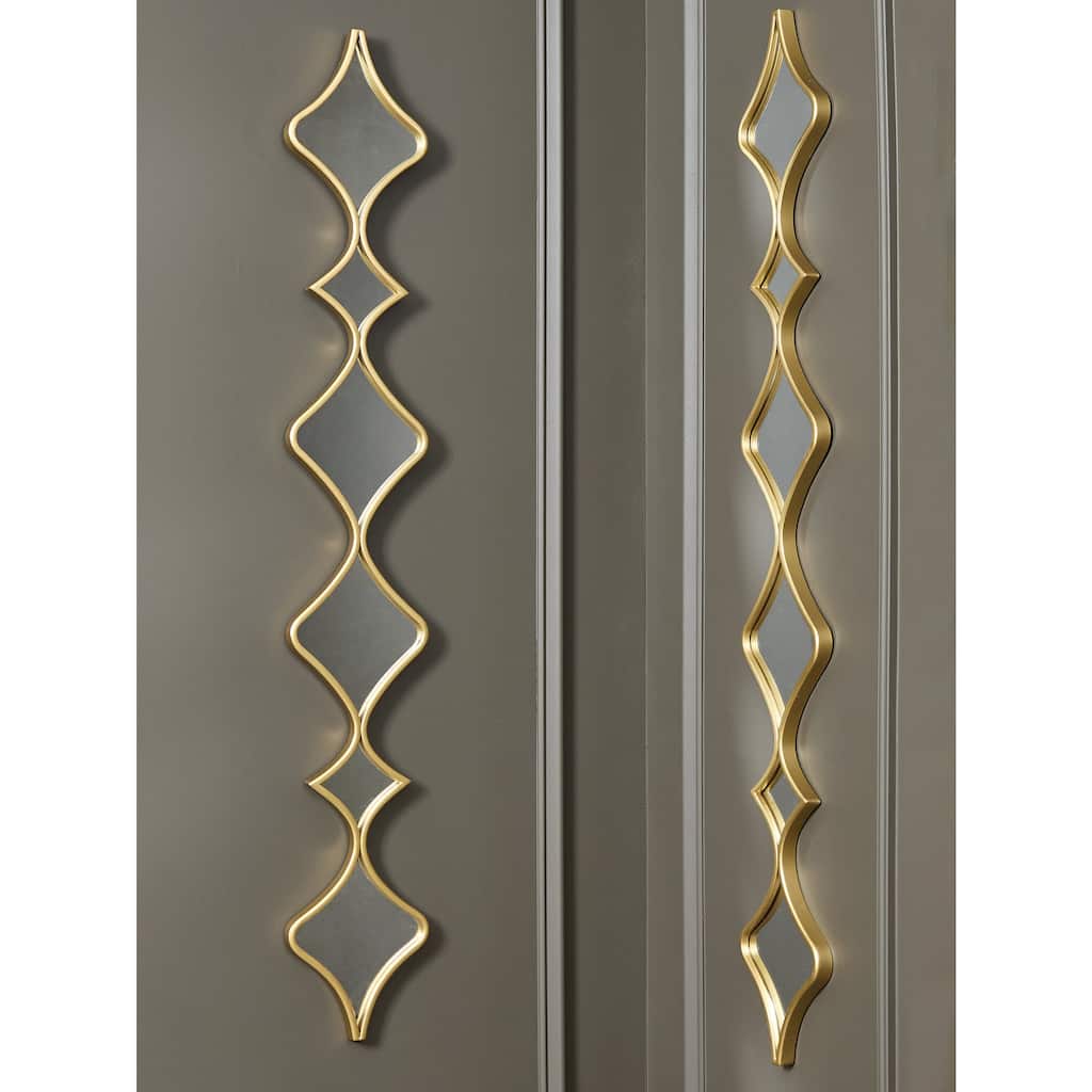 Signature Design by Ashley Harriswood Gold Finish Accent Mirror Set (Set of 2) - 7.44" W x 0.75" D x 50.39" H