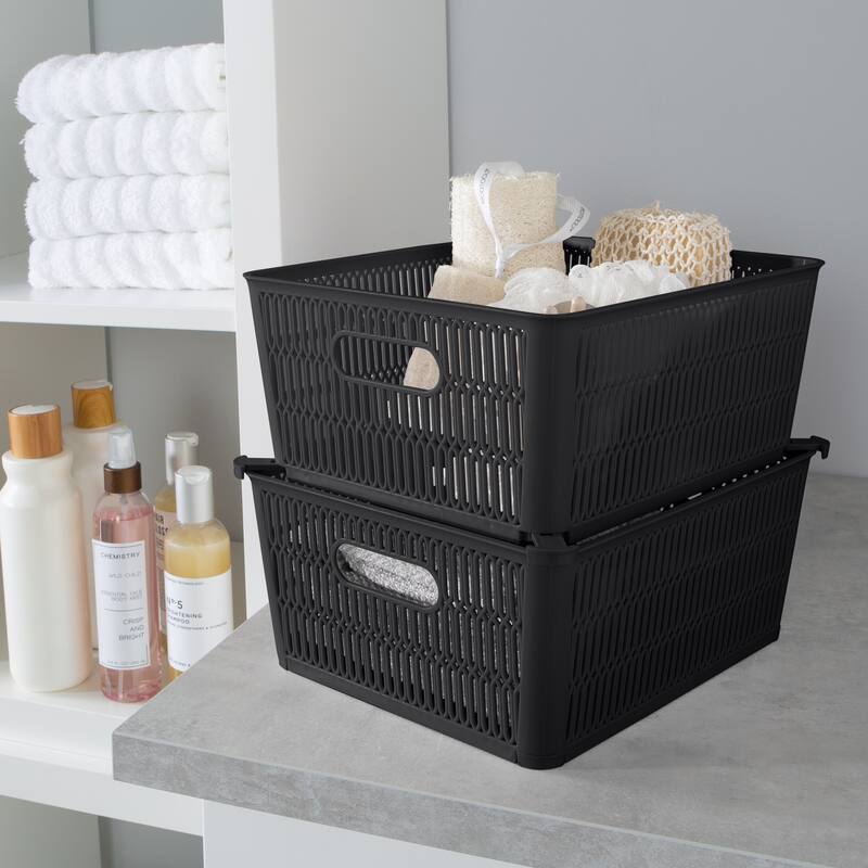 Simplify 4 Pack Slide 2 Stack It Storage Tote Baskets
