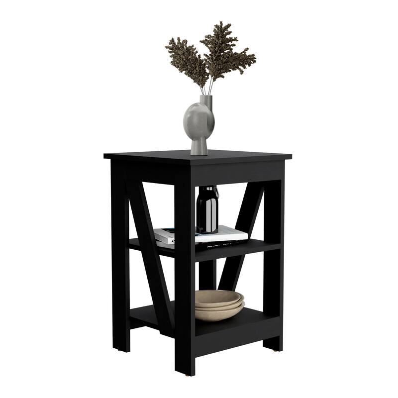 End Table, Side Table, Nightstand, 3-Tier Storage Shelf, Sofa Table for Small Space