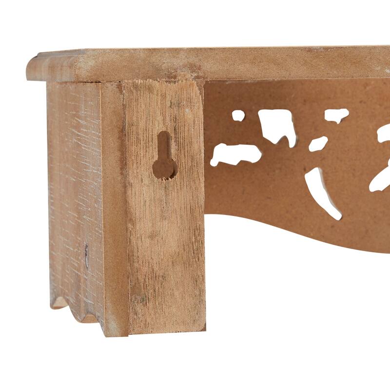 Wooden Scroll Carved 3 Shelves Wall Shelf - Set of 3 Cream - Roche River Decor - 7"W x 28"L x 6"H