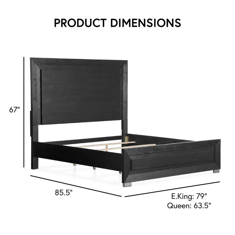 Furniture of America Alaric Modern Black Solid Wood 3-Piece Bedroom Set with 32-inch Makeup Vanity and Nightstand