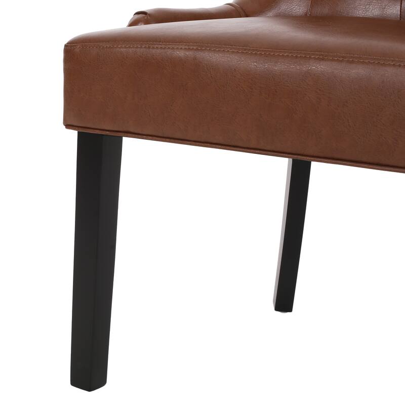 Dining Chairs Set of 2, Tufted Faux Leather Dining Room Chairs with Wood Legs, High-Backed Upholstered Chairs for Kitchen