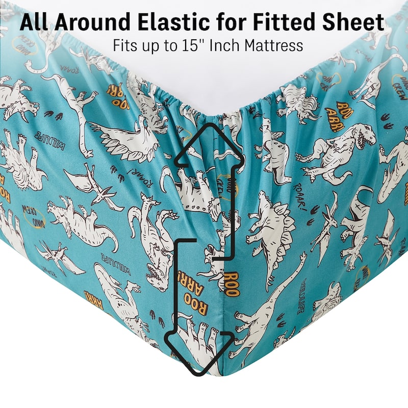 HLC.ME Printed Kids Bed Sheets - Patterned Bed Sheet Set - Wrinkle Resistant & Ultra Soft - For Mattresses up to 15 Inches Deep