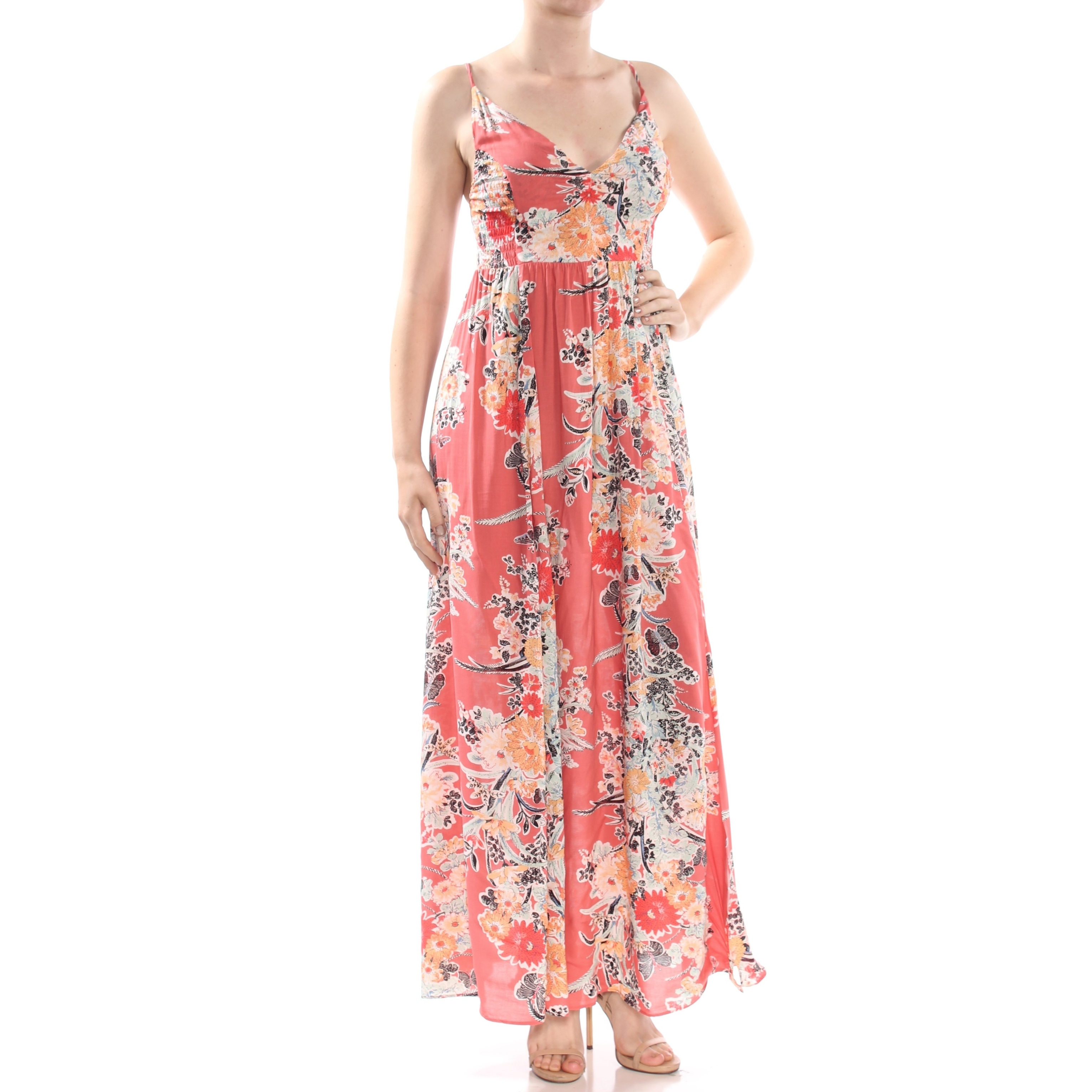 womens coral maxi dress
