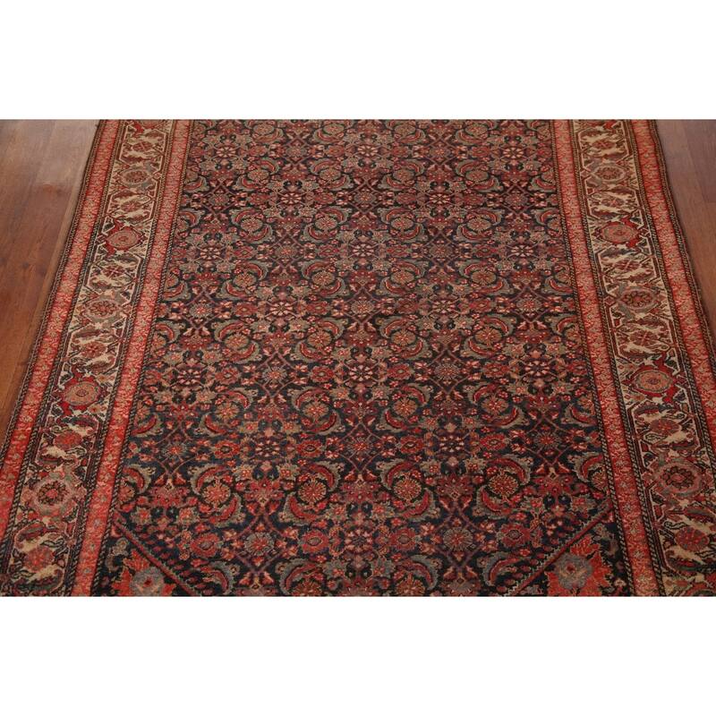 Pre-1900 Antique Vegetable Dye Senneh Persian Rug Handmade Wool Carpet - 4'0" x 6'1"