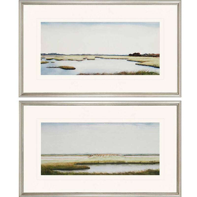 Marshlands I S/2 Framed Art Exclusive Giclee Under Glass - Blue - 18 X 30 X 1