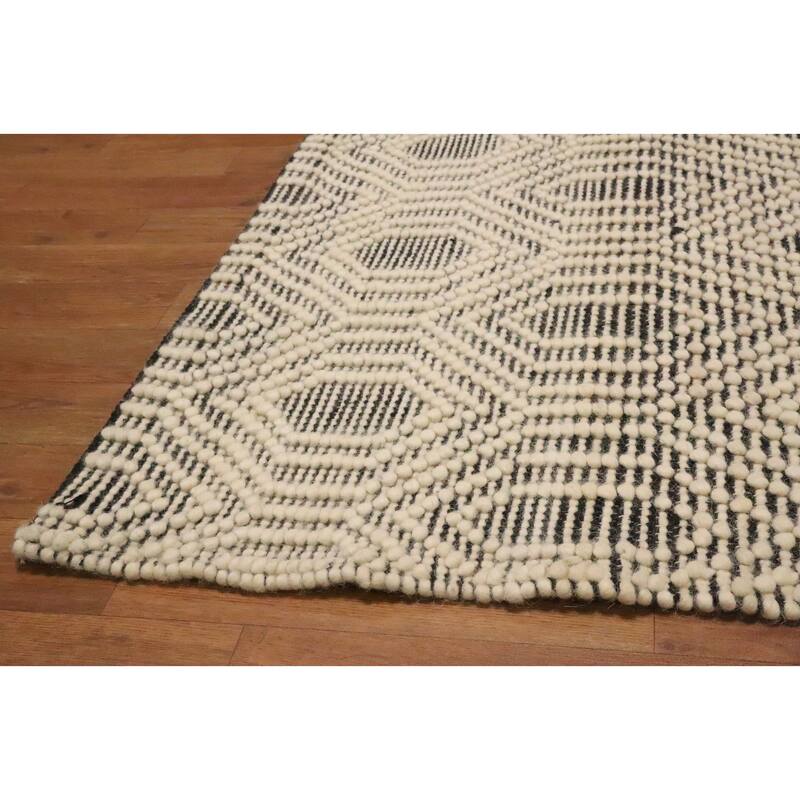 Hand Knotted Oriental 100% Wool Carpet Modern Geometric Beige & Ivories Modern Gotti Design Area Rug - 7' 5'' X 5' 3''