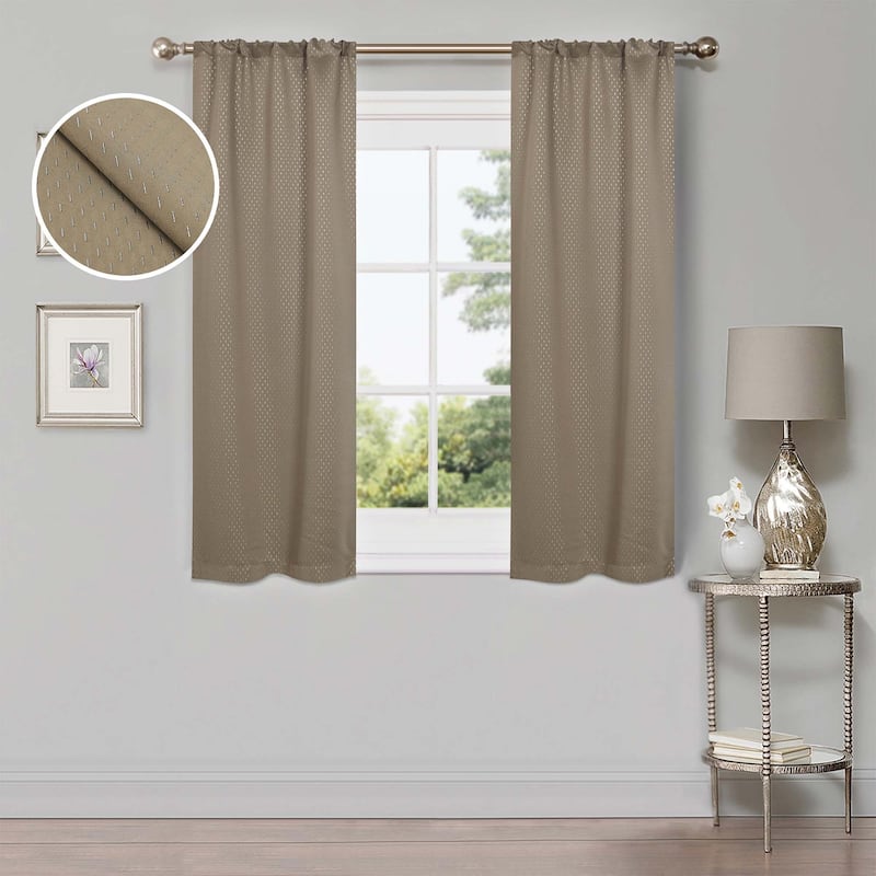Superior Shimmer Washable Room Darkening Curtains, Set of 2 Panels - 26" x 63" - Olive Green