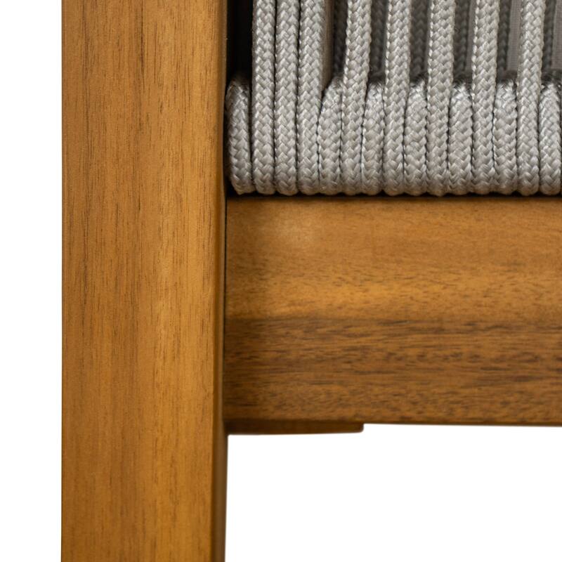 Roomfitters Porto Outdoor Club Chair with Cushion, Acacia Wood Frame, Patio Lounge Seating, Teak + Beige