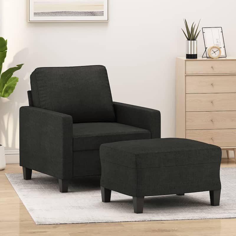 vidaXL Sofa Chair With Footstool Black - 30.7 x 30.7 x 31.5 in