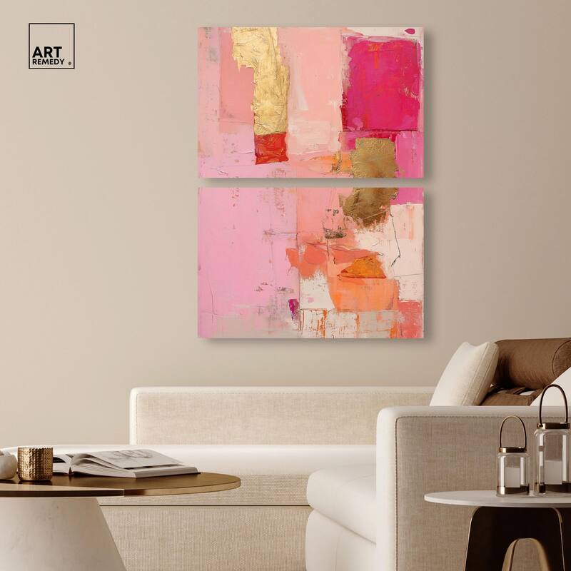 Petal Patchwork I Canvas Set of 2 by Art Remedy, Gallery Wrapped