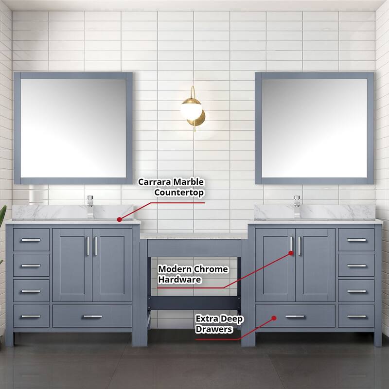 Coraline 102 in W x 22 in D Double Bath Vanity and Carrara Marble Top