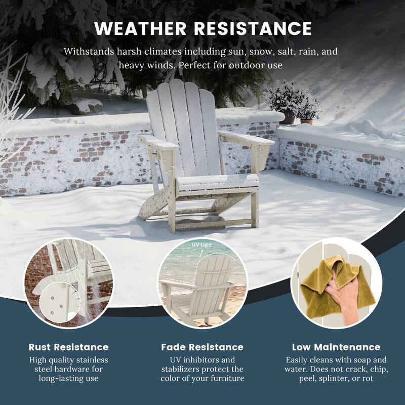 Aderson Outdoor Poly Adirondack Chair Set with Coffee Table