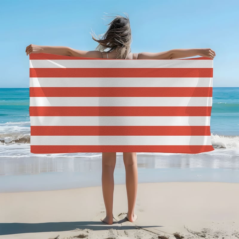 Large Cabana Stripe Beach Towel 30"x60", 35"x70" - 30"x60" - Coral