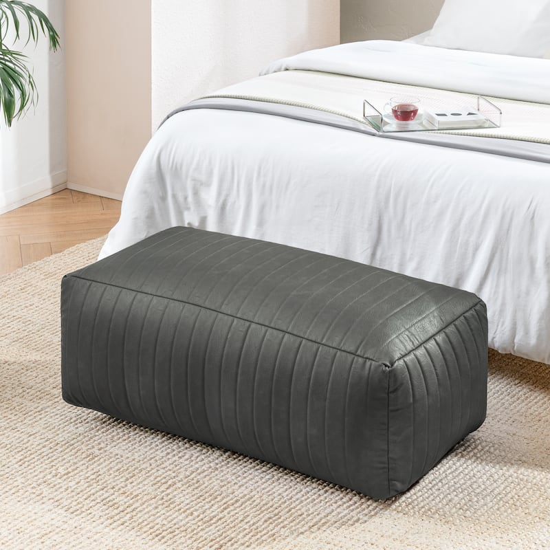Jani Footrest Bench Ottoman Pouf - Handcrafted for Seating, Footrest, Home Decor for Living Room, Bedroom Pouf - 42" x 22" x 17" - Gray