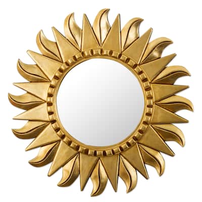 Novica Handmade Sun Center Wood Wall Mirror
