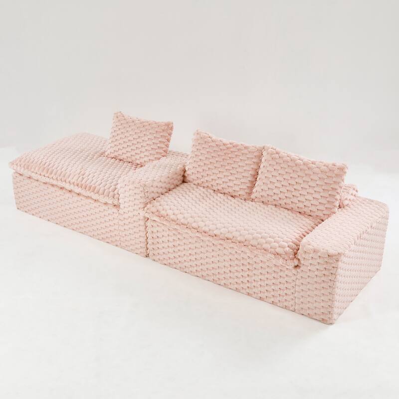 L-Shaped Sleeper Sectional Sofa Convertible Straight Sofa, Loveseat and Chaise Lounge Set for Living Room