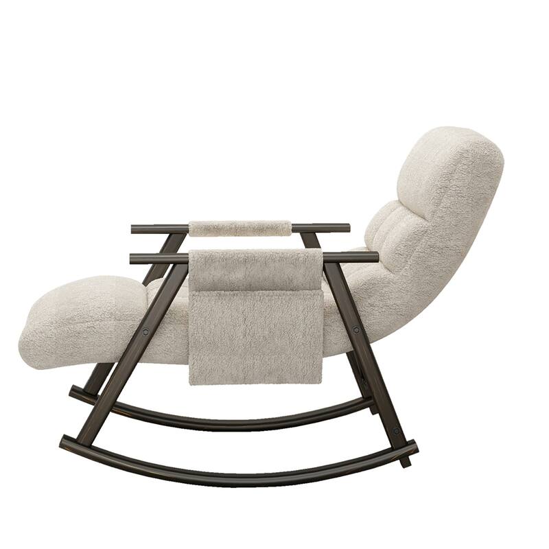 Folding Rocking Upholstered Chair with Adjustable Back and Footrest