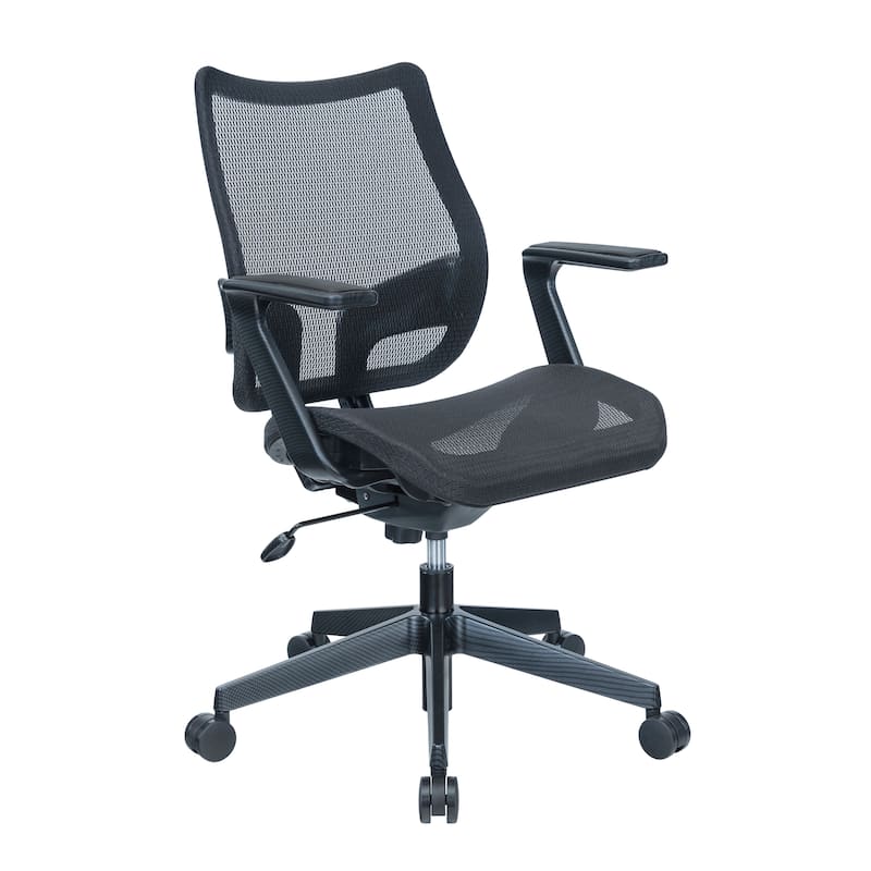 Sharper Image Mesh & Carbon Fiber Task Chair, Adjustable Height - Black