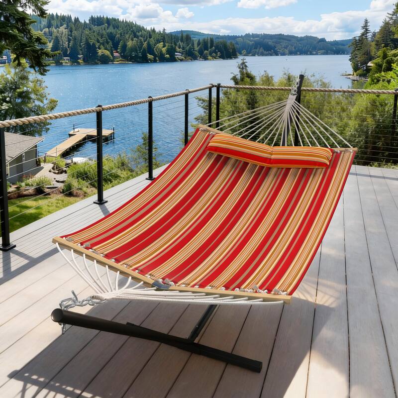 EROMMY Modern Portable Hammock, Hand-Woven Ropes, Anti-Tipping Design for Backyards, Beaches & Campsites