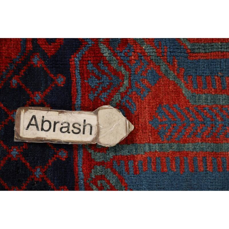 Orange & Blue Kazak Vegetable Dye Vintage Rug Hand-Knotted Wool Carpet - 5'4" x 8'1"