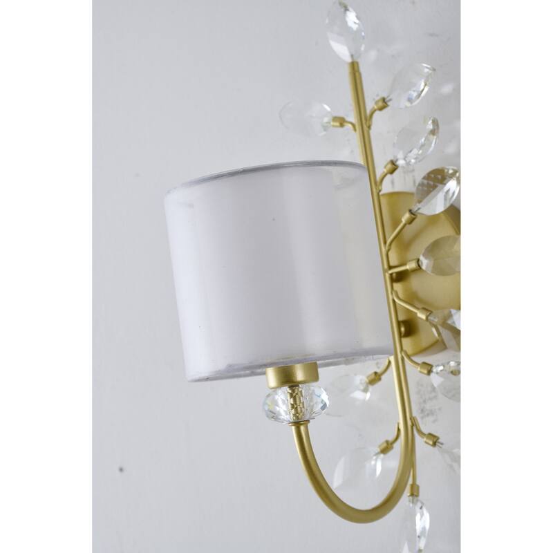 1-Light Aged Silver Wall Sconce With A Shade And Crystals