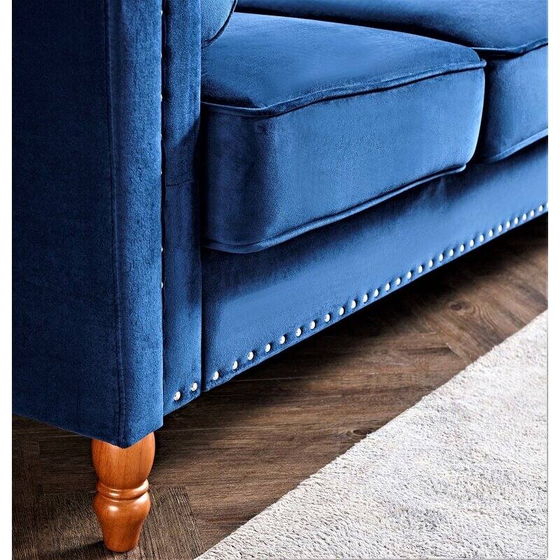 Kittleson 83'' Velvet Square Arm Sofa