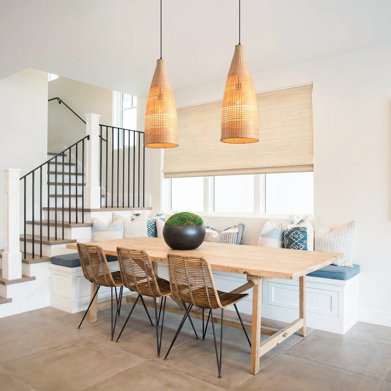 9" Bohemian Natural Bamboo Bottle-Shaped Handmade Adjustable Chandelier Pendant Light