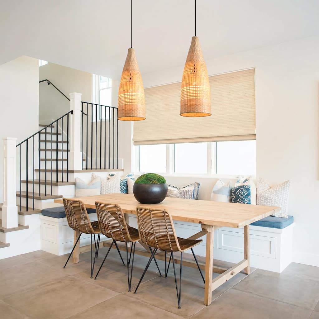 9" Bohemian Natural Bamboo Bottle-Shaped Handmade Adjustable Chandelier Pendant Light