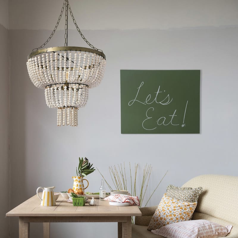 2-Tier Draped Wood Bead Chandelier
