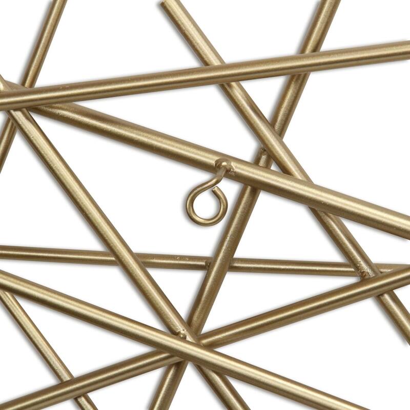HomeRoots 25" X 49" Gold Abstract Lines Metal Hanging Dimensional Sculpture