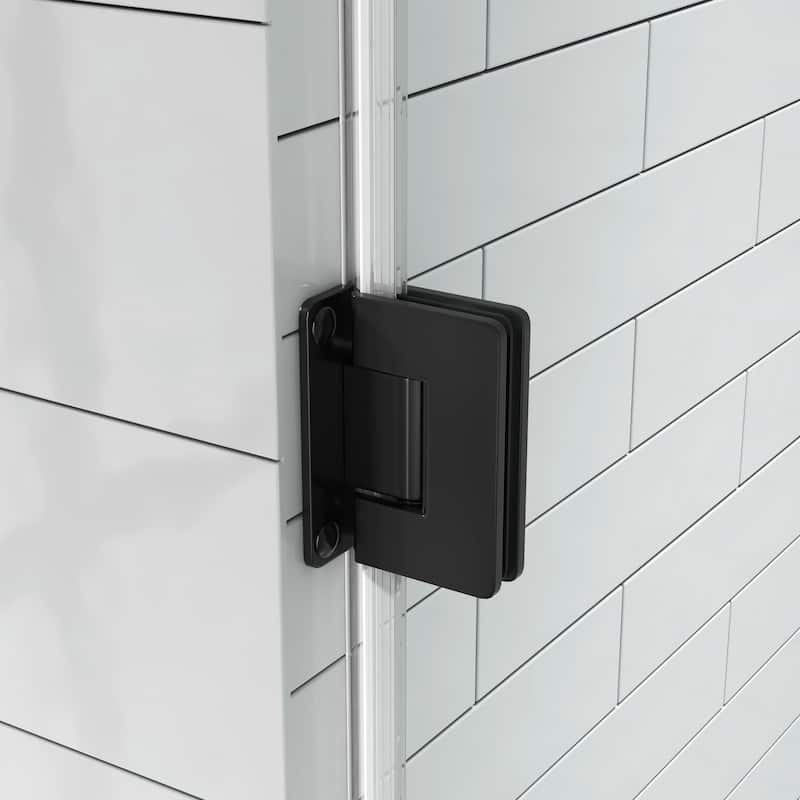 FELYL 29" W x 72" H Hinged Frameless Shower Door with Heat Soaking Process and Protective Coating Clear Glass