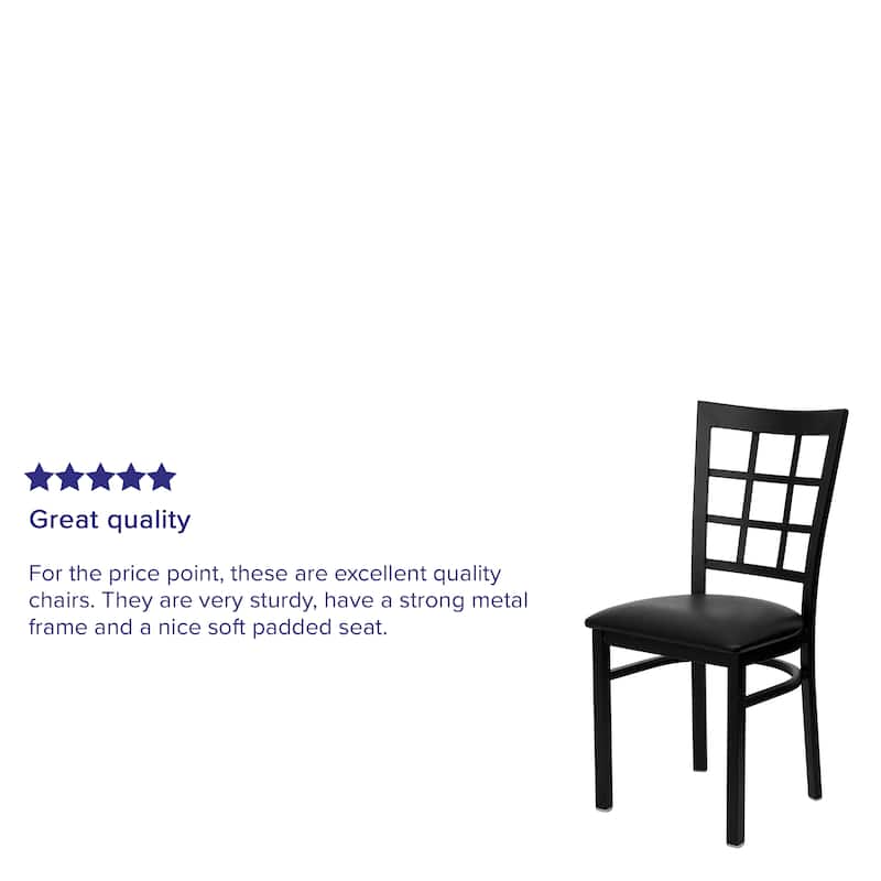 Window Back Metal Restaurant Chair - 16.75"W x 20"D x 36.5"H - 16.75"W x 20"D x 36.5"H