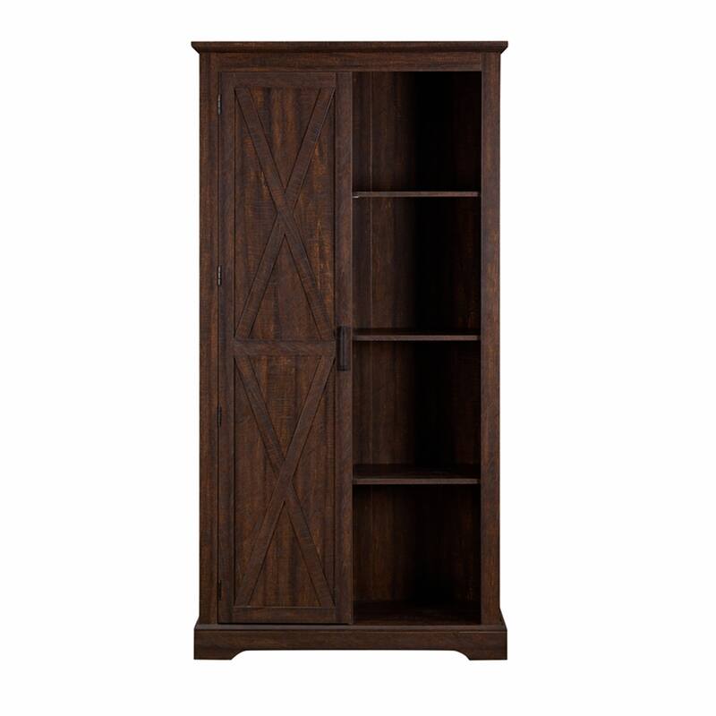 Barn Door Wood Tall Storage Cabinet