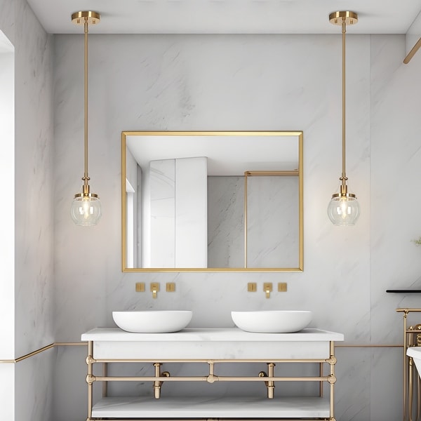 Beta Modern Gold 1 Light Mini Glass Pendant Lights for Kitchen Island Dining Room D 4.9 H 81.5 On Sale Bed Bath Beyond 37123628