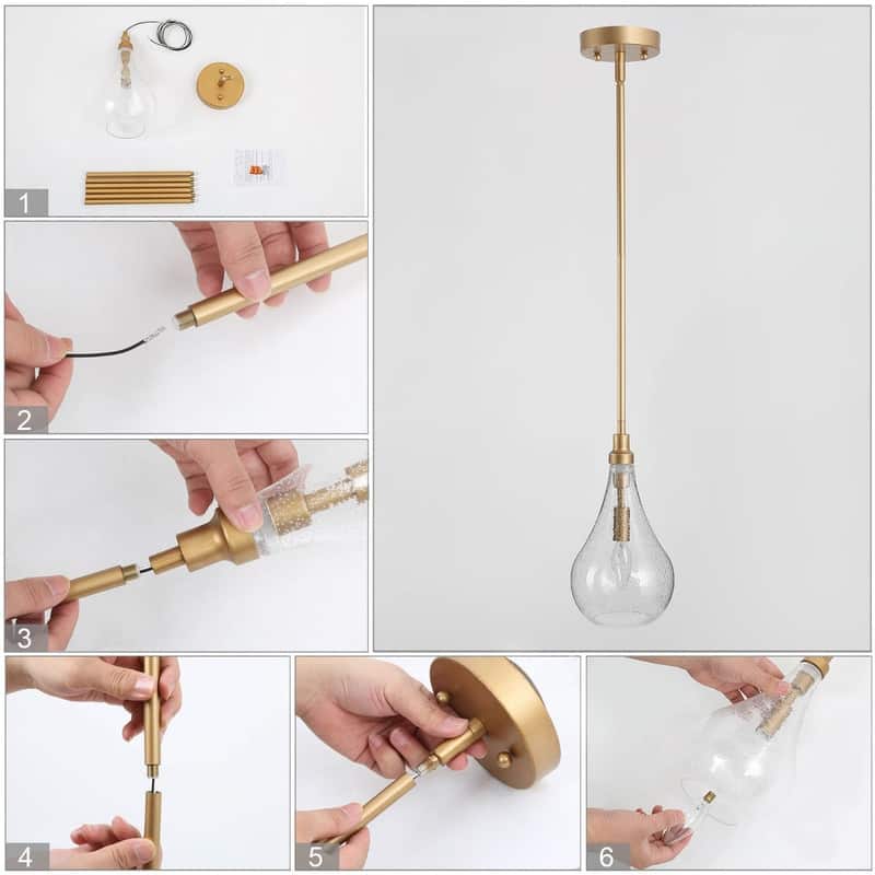 Marro Modern Farmhouse Mini Pendant Seeded Glass Teardrop Islands Lights Kitchen Dining Room