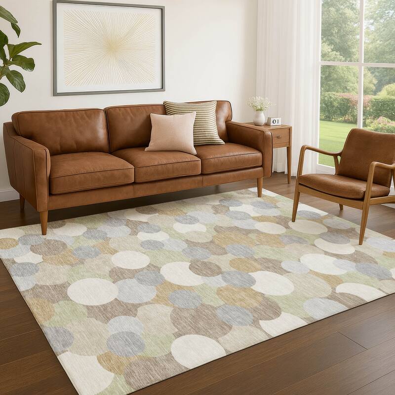 Machine Washable Indoor/ Outdoor Mucho Bubbles Chantille Rug