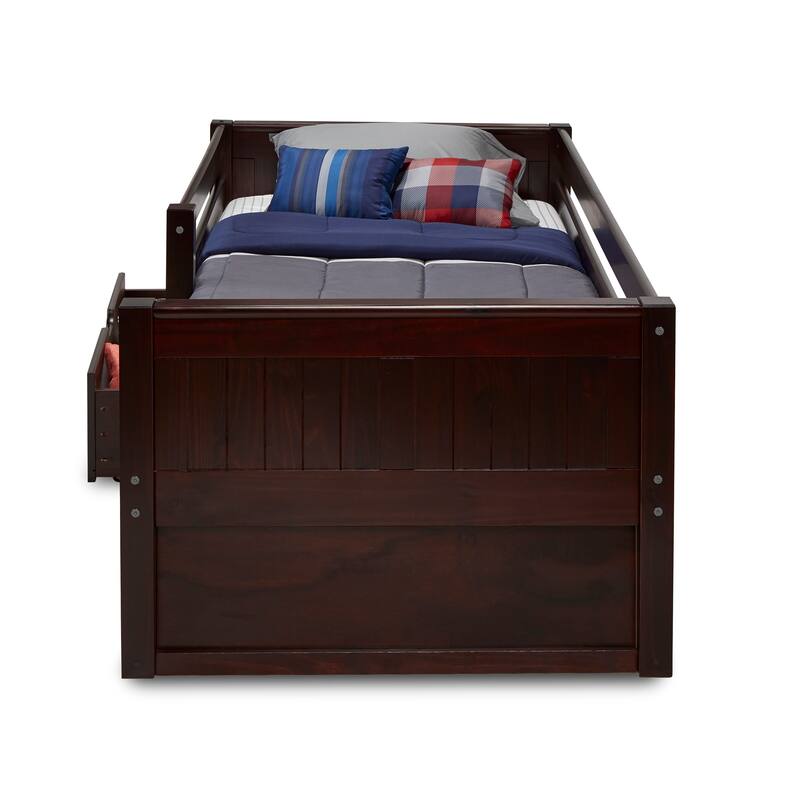 Camaflexi Panel Headboard - Twin Size Day Bed with Front Guard Rail & Drawers