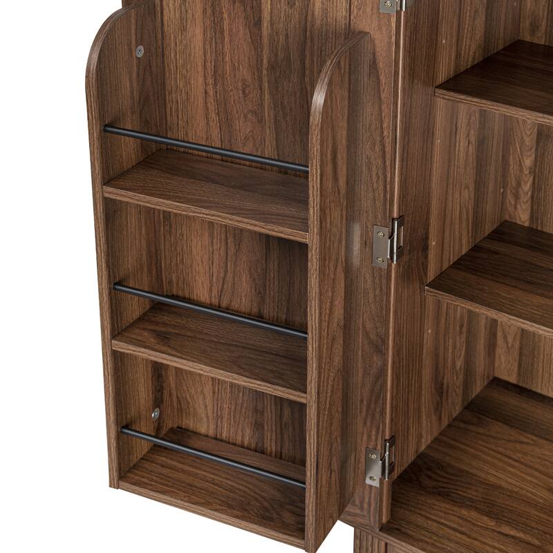 Kitchen Pantry Cabinet with 3 Pull Out Trays, Freestanding Buffet Cabinet with Adjustable Shelves, 2 Door Organizers & 2 Drawers
