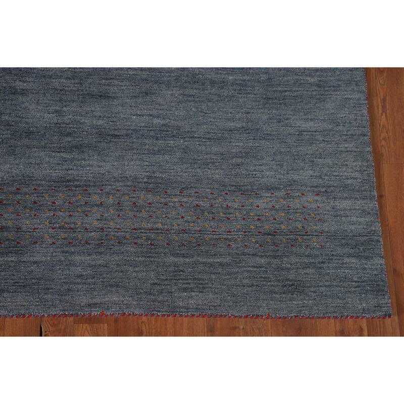 Blue Gabbeh Oriental Area Rug Hand-Knotted Wool Carpet - 6'9"x 9'10"