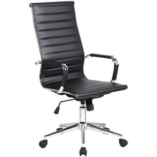 Brown Executive Ergonomic High Back Office Chair Ribbed PU Leather ...