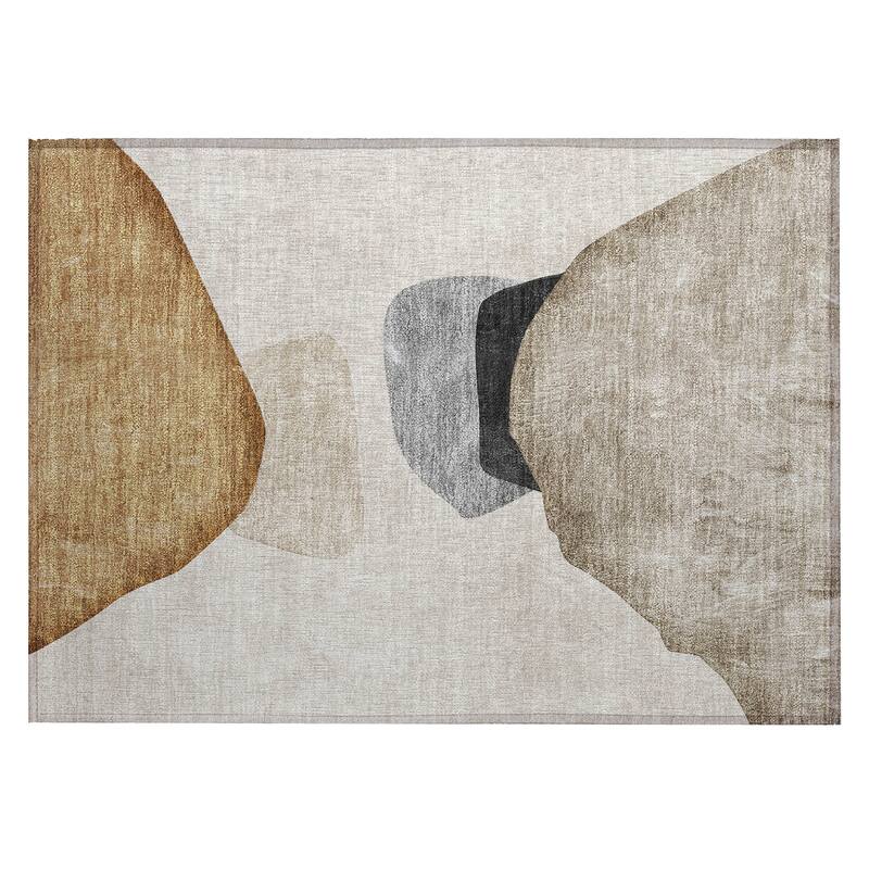 Machine Washable Indoor/ Outdoor Modern Abstract Chantille Rug