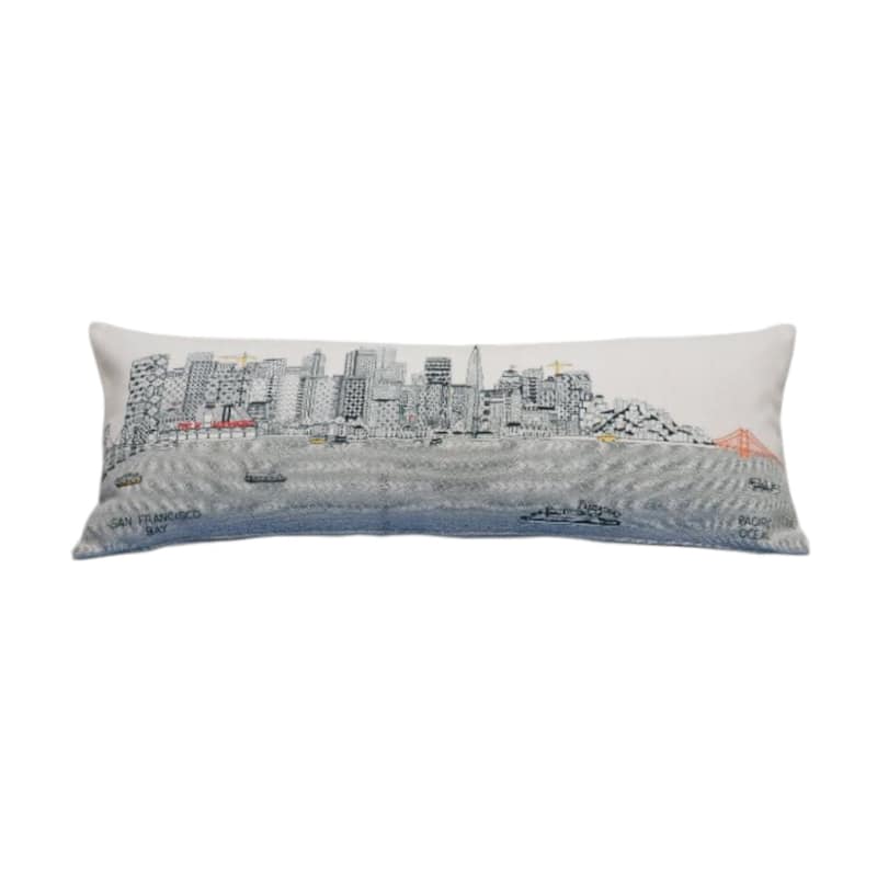 HomeRoots 35" White San Francisco Daylight Skyline Lumbar Decorative Pillow