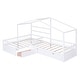 preview thumbnail 5 of 20, Twin Size House Platform Bed with 3 Storage Drawers, Wooden Daybed for 2, L -Shaped Double Bedframe with Roof & Fence