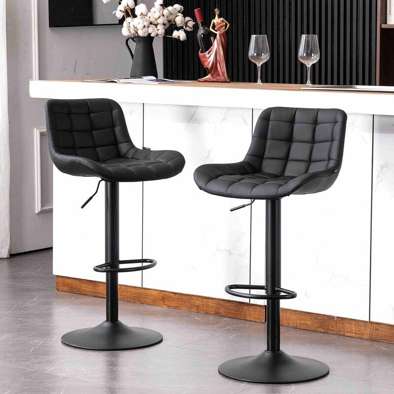 Modern Adjustable Swivel Bar Stools Counter Height Set of 2